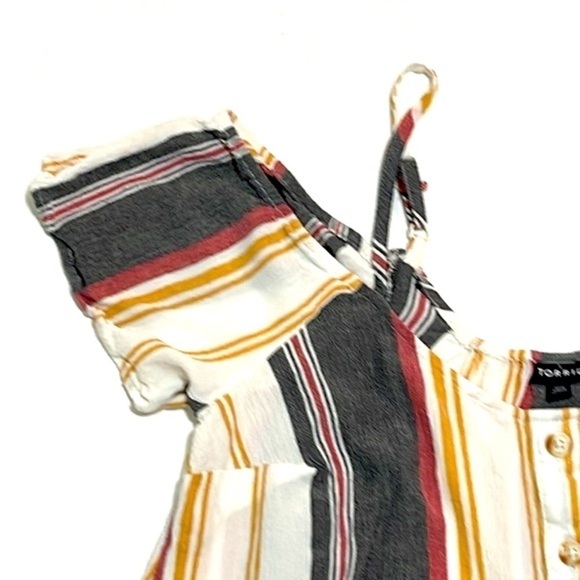 Torrid Cropped Top Multi Stripe Button Down Shirt Size 00 - Picture 10 of 10